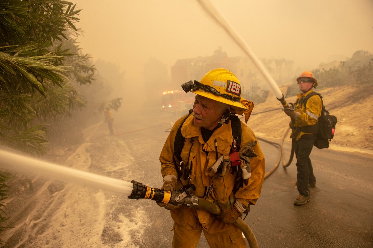 firefighters battling a blaze