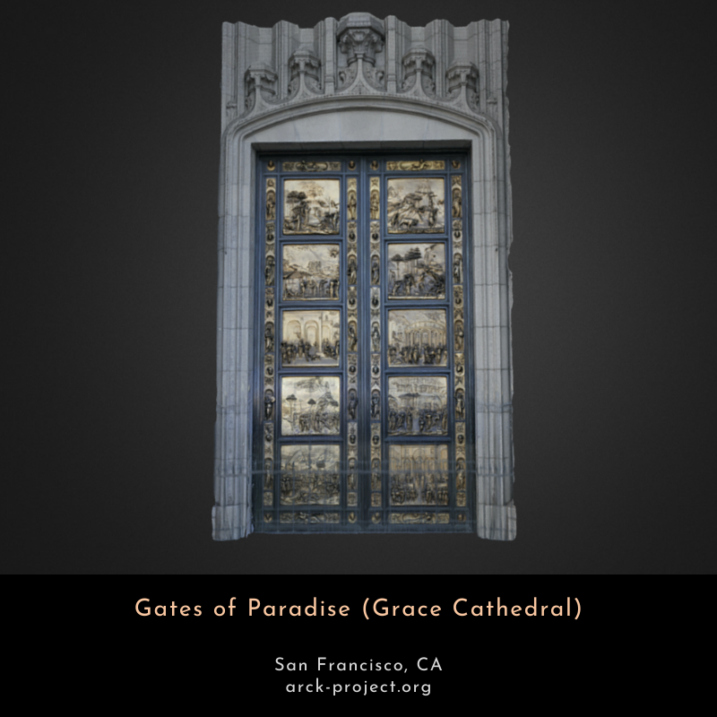ArckProject's tweet photo. #NewModelMonday The #GraceCathedral entrance has a large pair of doors, often called the โGhiberti doors.โ Artist/Architect: Bruce Moore. #TheArckProject #photogrammetry #SanFrancisco #3D #Heritage See more : https://t.co/gUtG97YXy3 https://t.co/homkNXaDK3