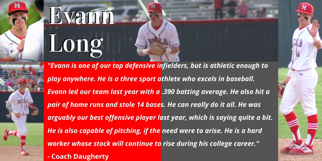 ⚾ <a href="/NixaBaseball/">Nixa Baseball</a>'s Evann Long is Monday's senior spotlight! 

Evann is a 3 athlete &amp; can really do it all. He is one of the team's top defensive infielders &amp; led the team in batting avg. last year &amp; is continuing his career at Pitt. State.

#NixaStrong #Classof2020 #OzoneSenior