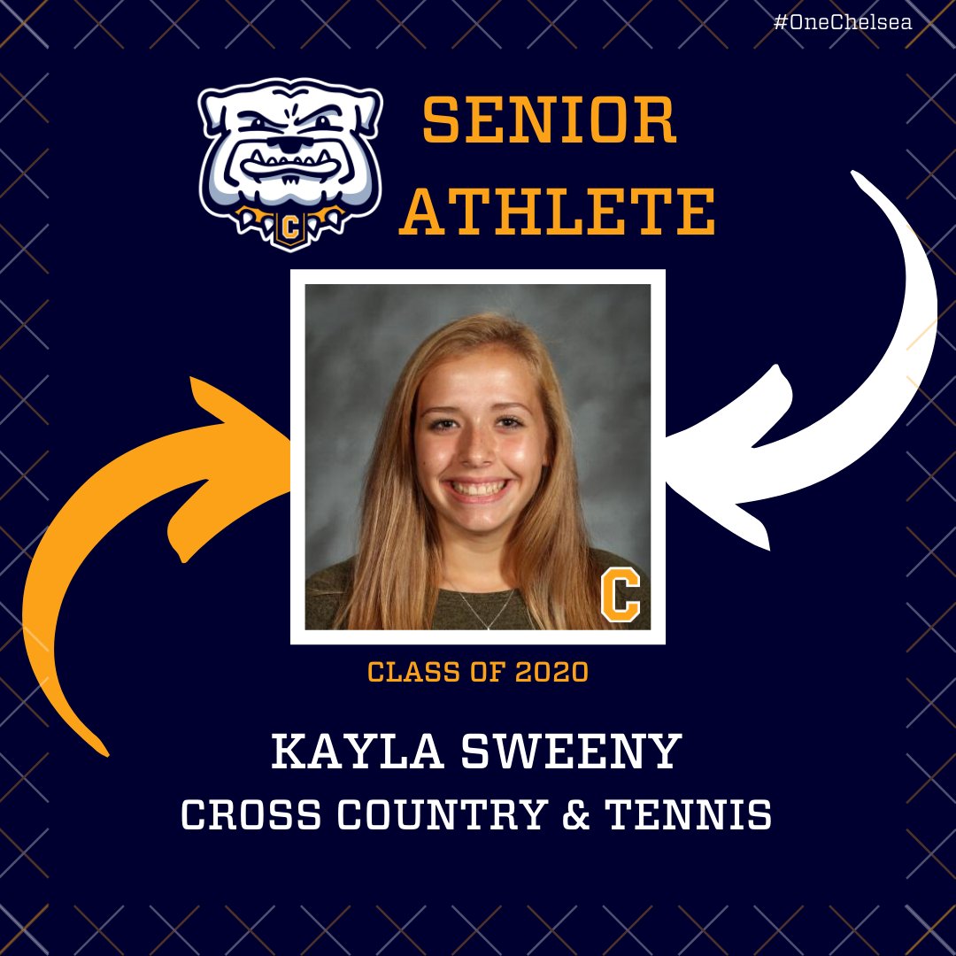 ChelseaBulldogs's tweet photo. Our 4th student-athlete student-athlete recognition today is Kayla Sweeny who participated on the cross country and track teams. We will recognize one more senior student-athlete today and conclude our recognitions this week! #OneChelsea https://t.co/KOGBNY1G4l