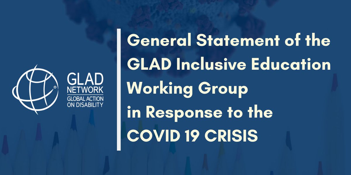 GLAD_Net's tweet photo. The GLAD network’s Inclusive Education Working Group cautions against growing inequity in education due to the COVID19 pandemic especially affecting persons with disabilities and issues a general statement.
Read more @ https://t.co/g4RS7MGFOB
#GLADnetwork #COVID19Education https://t.co/ONh9ish56Z