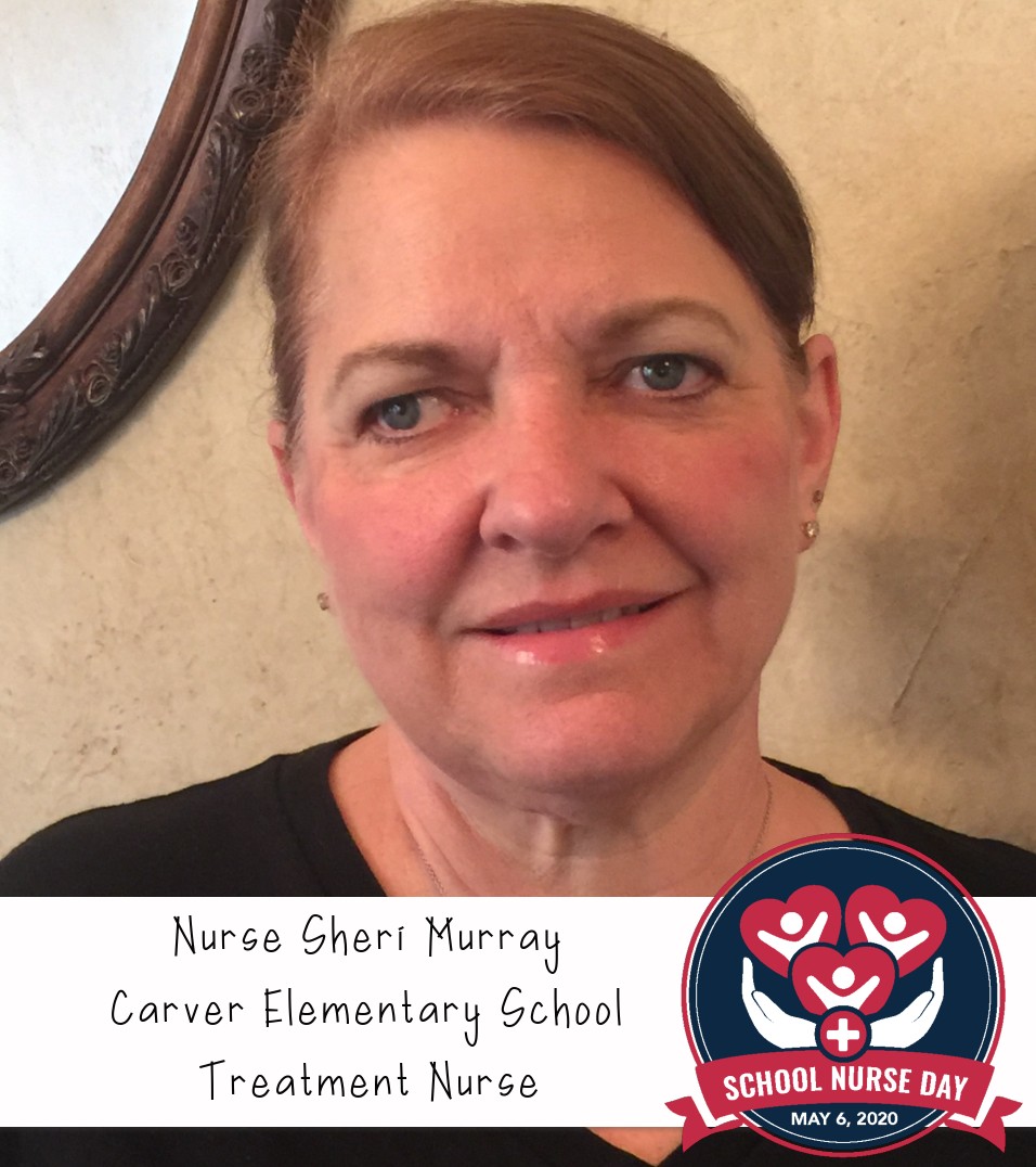GISDhealth's tweet photo. We are celebrating @MurraySheri12 from @Carver_Tigers! @GISDHealth is so proud to have Nurse Sheri Murray on our team! #SND2020 #GISDschoolnurseday https://t.co/CWgo8ttrua
