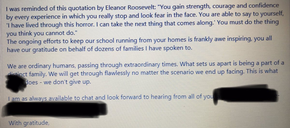 So proud to be part of this school, with this leader. A simple email is all it takes sometimes. #leadership #TeacherAppreciation #onlineteaching