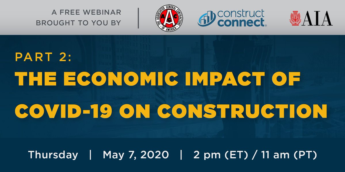 AGCofA's tweet photo. Get a better understanding of the long-term economic impact of #COVID19 on the #construction industry. Don’t miss this FREE webcast featuring three leading economists including @AGCofA Chief Economist Ken Simonson this Thursday. Sign up ➡️https://t.co/pS1MBbaIPH https://t.co/9GaMuxnIZr