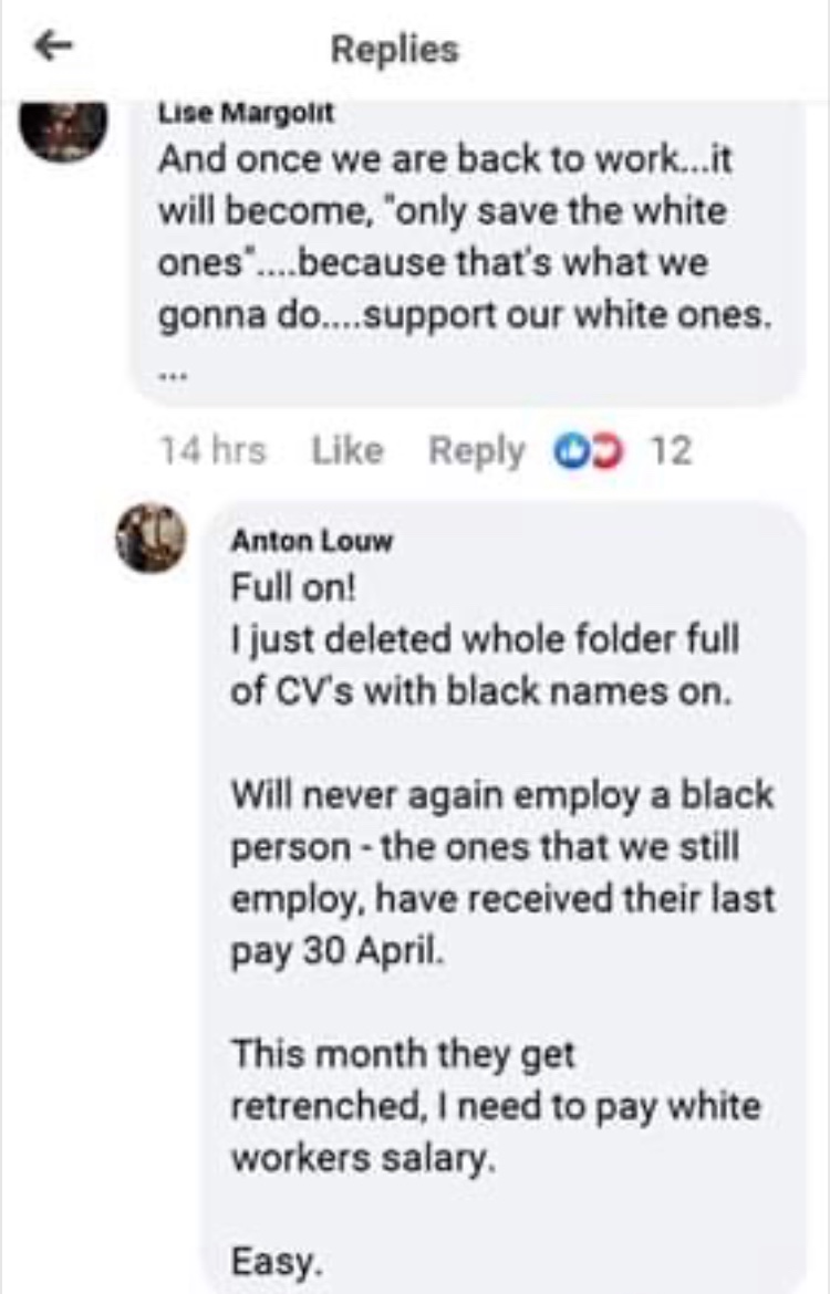 MissNthabeleng's tweet photo. The saddest thing with these responses it’s the truth and reality of it all.

Sadly, there’s absolutely nothing that Black people can do about it https://t.co/z1Dsxvig5f