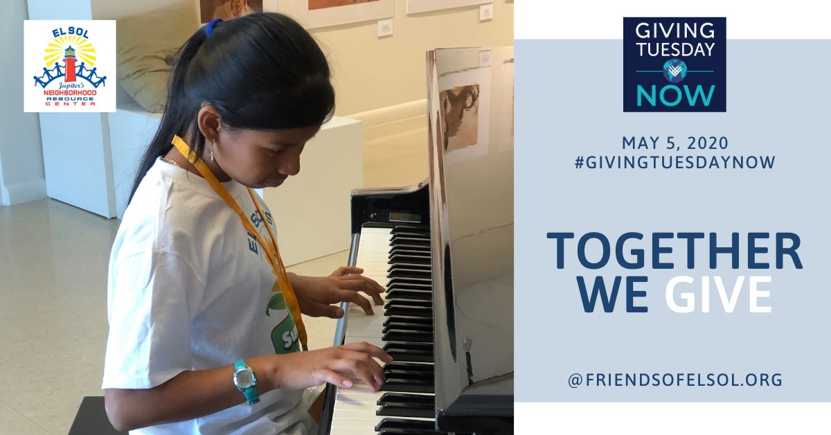 ElSolJupiter's tweet photo. On May 5, 2020, El Sol is participating in #GivingTuesdayNow, a global day of unity
and giving. But we can’t do this without you! Let's show our strength tomorrow, May 5th, by donating to El Sol at https://t.co/RwbRnNhkec. #FriendsofElSol #EveryoneUnderTheSun https://t.co/t8b9LX3knO