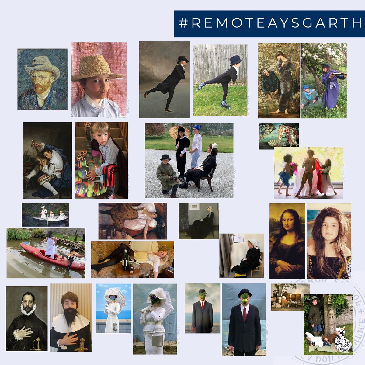 AysgarthSchool's tweet photo. Mrs Morse's creative corner encouraged Aysgarth families to recreate a famous painting at home, lots of fun was had replicating these masterpieces
#RemoteAysgarth #ExtraCurricularFun #AwardWinningPrepSchool https://t.co/4gL36Qi7Fo