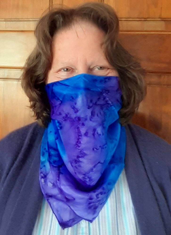 Face mask and silk scarf. These bandanas come in many colours and are hand washable.@woodland_crafts .@Fluidbydesign ,@KeepLocalCraft ,@ProducedinKent ,@juliatannerart