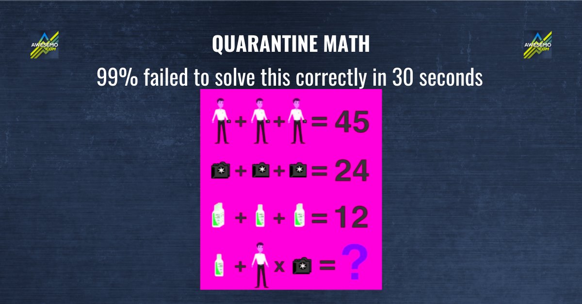 Stokastic's tweet photo. Can you solve this?
99% failed to solve this correctly in 30 seconds
#QuarantineMath https://t.co/EjjE7xWuqT