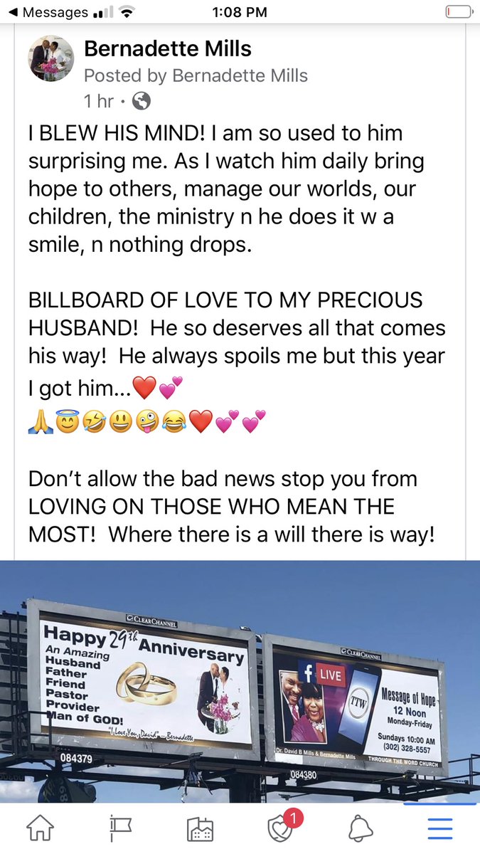 HIGHIMPACTWOMAN's tweet photo. @GMA Celbrated 29th Wedding Anniversary l in a big way by dedicating a billboard to my husband. I so love n appreciate him. The Coronavirus will not rob us of this powerful moment. Intentional love! https://t.co/hqmnCiB2Nm