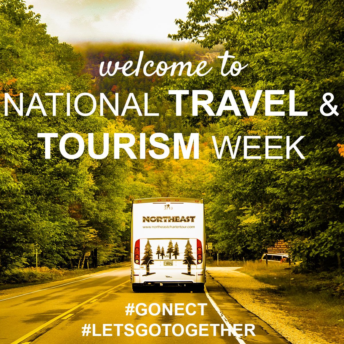 NECharter's tweet photo. We're celebrating National Travel and Tourism Week. We're thinking about our customers and tourism partners and looking forward to summer, fall, and winter full of travel and tourism that we all love. #LetsGoTogether #GoNECT #GoIMG #GoMotorcoach https://t.co/1POW3xJPtr
