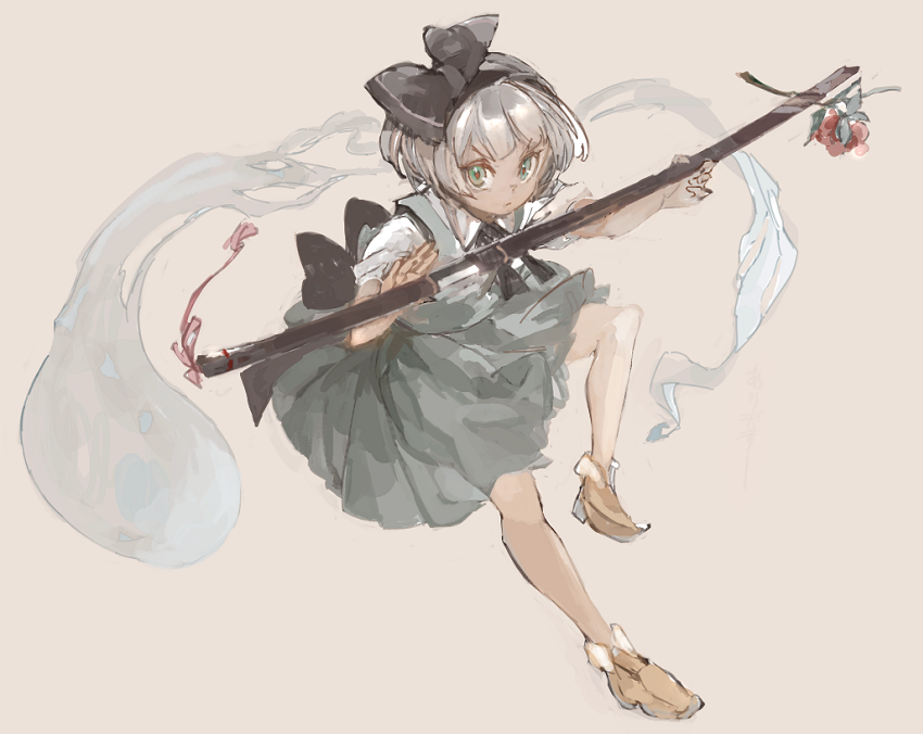 魂魄妖夢 ,半霊 「絵チャの産物、
東方の魂魄妖夢。

東風にも斬らん破魔の風。
なーんてみょん♪ 」|konabetateのイラスト