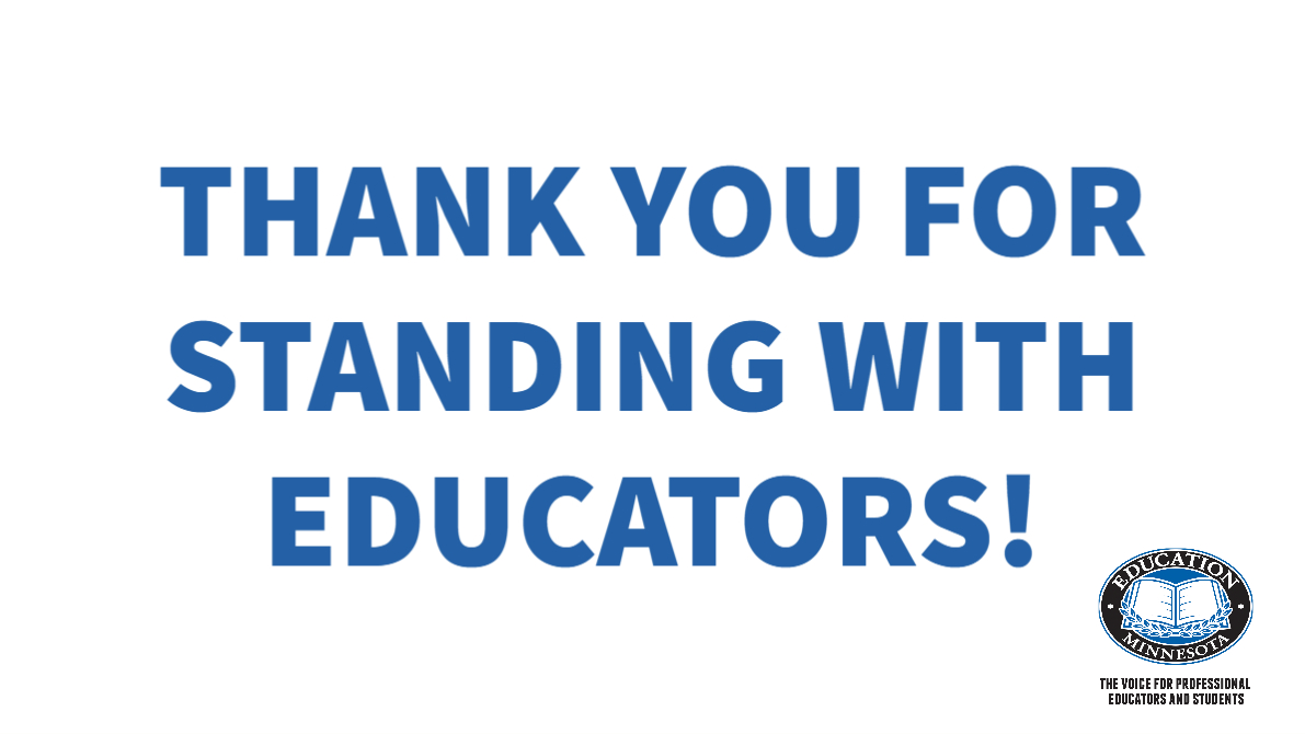BREAKING: With bipartisan support, the House passes legislation providing economic security to hourly school workers, extending teacher licensure deadlines and expanding internet access.

Your move, <a href="/mnsrc/">Minnesota Senate Republicans</a>. #mnleg #rESPect #edmnvotes #teacherappreciationweek