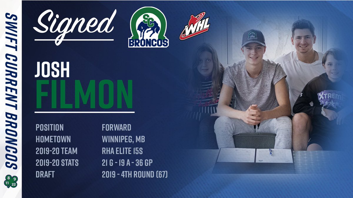 SCBroncos's tweet photo. NEWS: The Broncos have signed Josh Filmon to a WHL Standard Player Agreement. He was drafted 67th overall in the 2019 WHL Bantam Draft.

Details: https://t.co/9Z9V1LEfIe https://t.co/bsvHRCPRzu