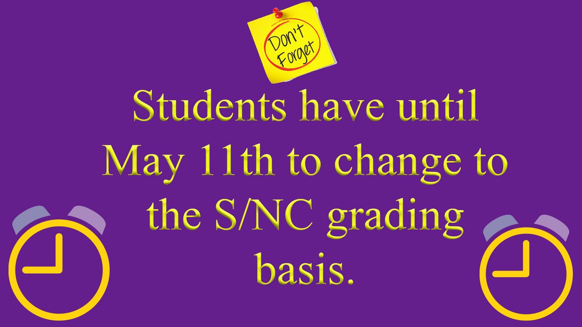 Students have until May 11th to change to the S/NC grading basis. More info here officeoftheprovost.cmail20.com/t/ViewEmail/j/…