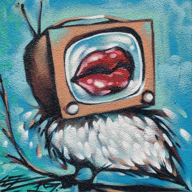 LocalColorSJ's tweet photo. Basic Lee (@basiclee) for #100blocksj Mural🌈 How have you been staying entertained at home these days? Less tv? More? How about bird watching? I’ve been noticing so many humming birds in my yard! 🌸 #2019 #fundpublicart #localcolorsj https://t.co/z5nwC5gMqI