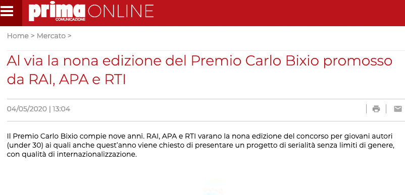 DanieleMignardi's tweet photo. Al via la nona edizione del Premio Carlo Bixio, promosso da  RAI, APA e RTI https://t.co/LUkw3AqU3C

#CarloBixio #Rai @APAudiovisivi @ItaliaRai @MediasetPlay @Primaonline https://t.co/tVeVObSPUZ