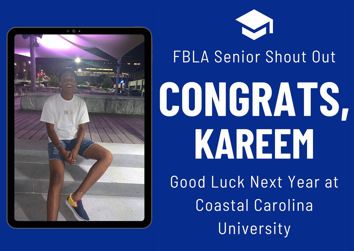 BHS_SCFBLA's tweet photo. Kareem is a two year members who competed at both DLC and SLC.  His group for 3-D animation qualified for NLC this year. Thanks for making our chapter special. @1ProudBengal @blythewoodhigh @sc_fbla https://t.co/23fA4if5mb
