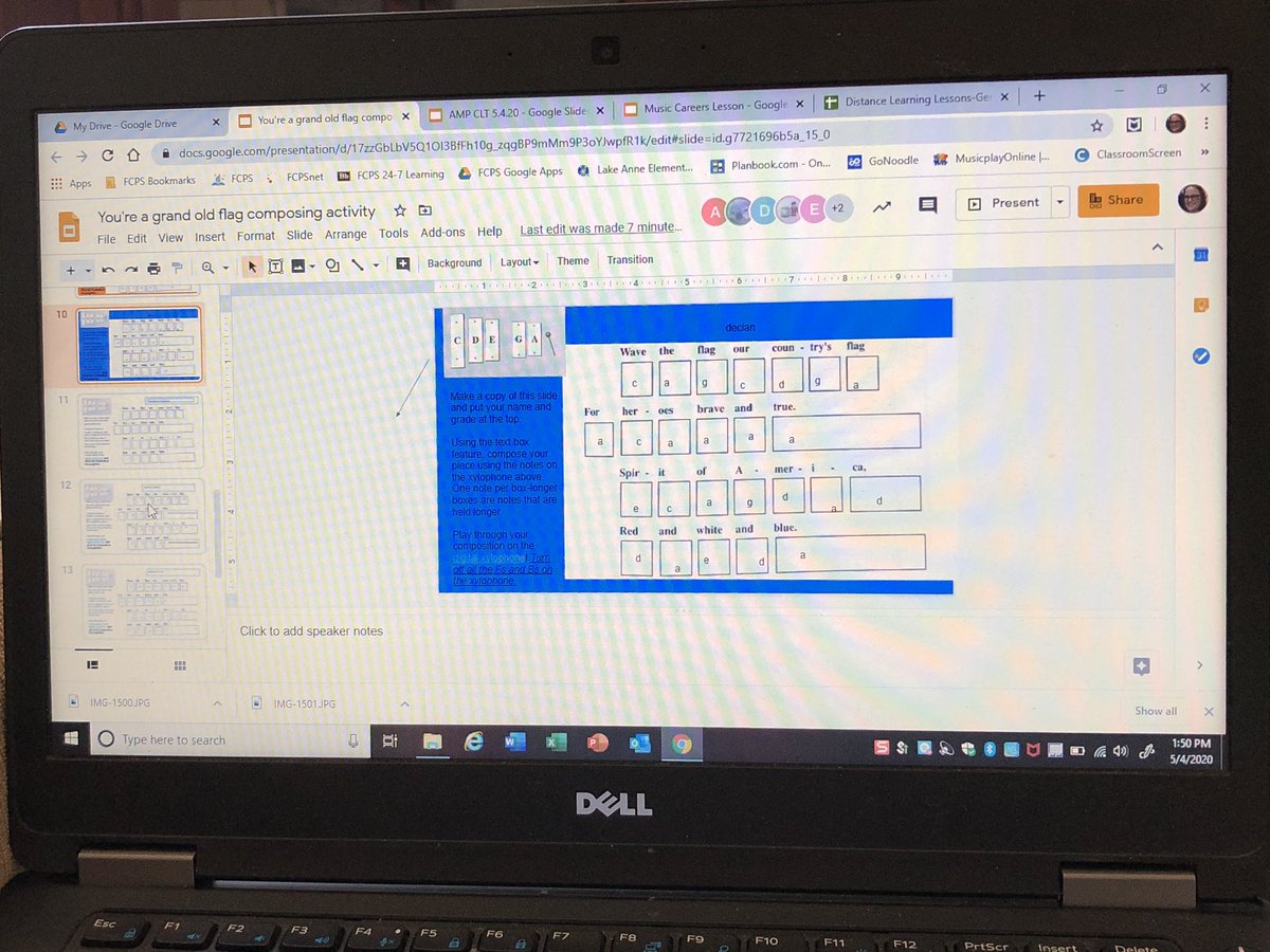 mrscaveLAES's tweet photo. Students in 3rd grade used google slides to compose a song in music today, then played through their compositions using a digital xylophone! It was awesome to be able to provide real-time feedback as they composed! @LakeAnneES @LAESBalangue #distancelearning https://t.co/dezwGWV9j8