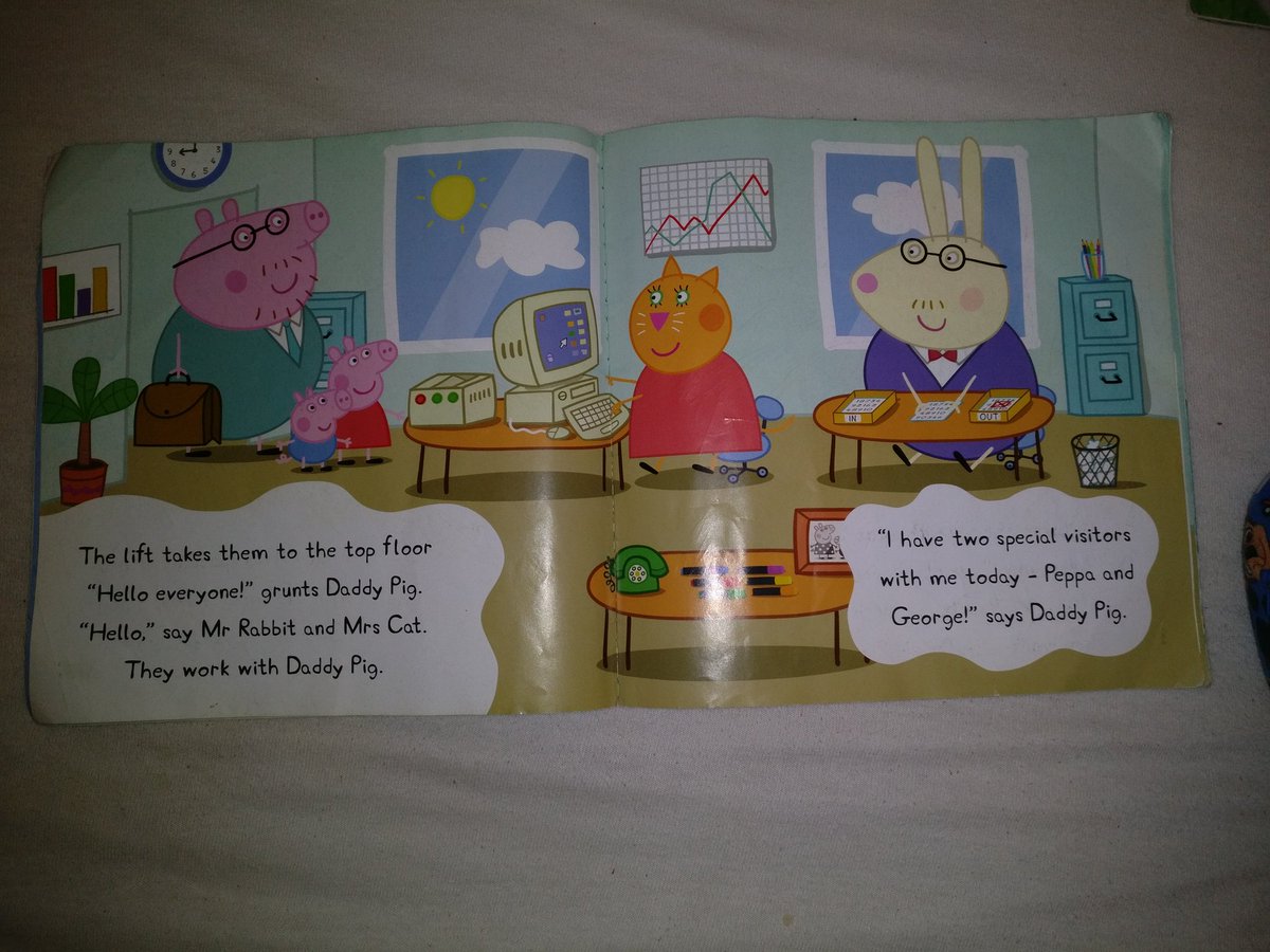inepttrader's tweet photo. Reading the minis a story and have determined that Daddy Pig's office is in severe financial trouble. https://t.co/3owD6Tuun5