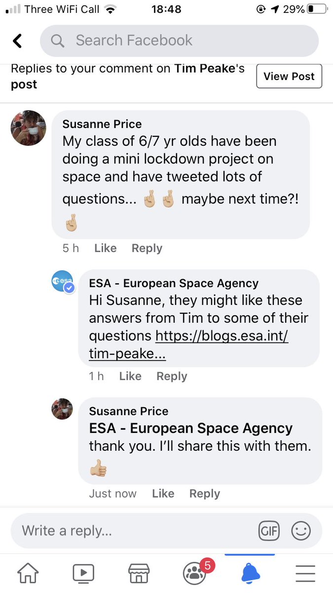 cwp_clyne's tweet photo. We weren’t lucky enough to have Tim answer one of our questions this time (a pupil from Archbishop Rowan School, nr Chepstow, was) but maybe during the next chat on Monday 18th May. However, the European Space Agency did reply to my Facebook post... @cwprimary https://t.co/REChxo5xXL