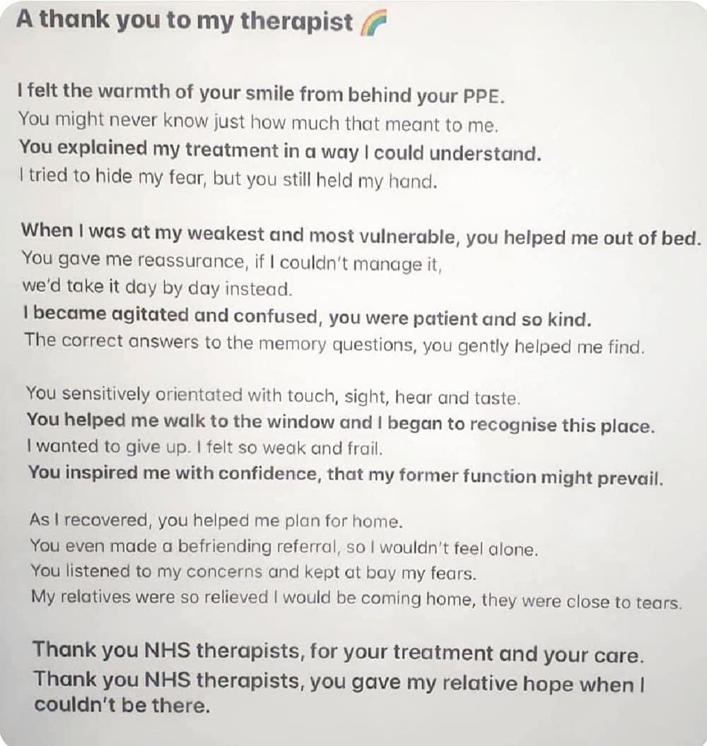 AdrianVyse's tweet photo. For all the fantastic staff @WHHTTherapy @WestHertsNHS keep going we’re helping to really make a difference ! https://t.co/JIS7WNGf9P