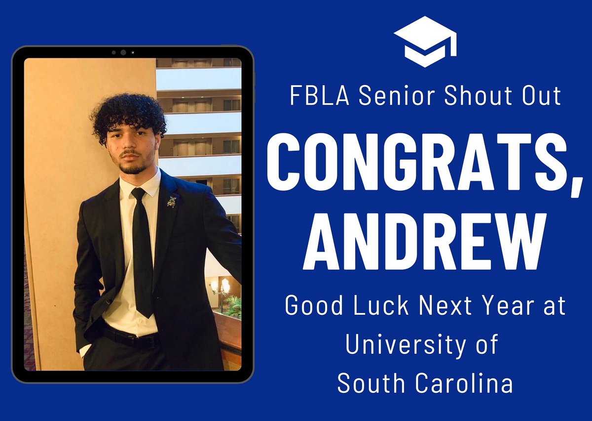 BHS_SCFBLA's tweet photo. Andrew competed at both DLC and SLC.  He supported the chapter in fundraising and community service throughout the year.  Thanks for making our chapter special. @1ProudBengal @blythewoodhigh @sc_fbla https://t.co/giCYqpI1Yc