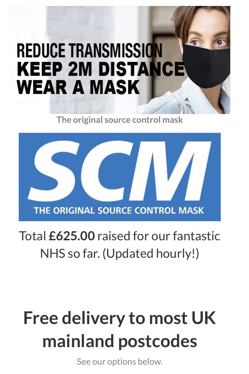 SourceControlM2's tweet photo. £625 has been raised so far for our fantastic NHS from customers placing orders online
https://t.co/8hqb2mW1GQ
Source Control Masks are not a PPE mask, do not wear a mask that is intended for an healthcare worker
#SourceControlMasks #facemask #FaceCoverings #SourceControl https://t.co/hDS8G0MSRY