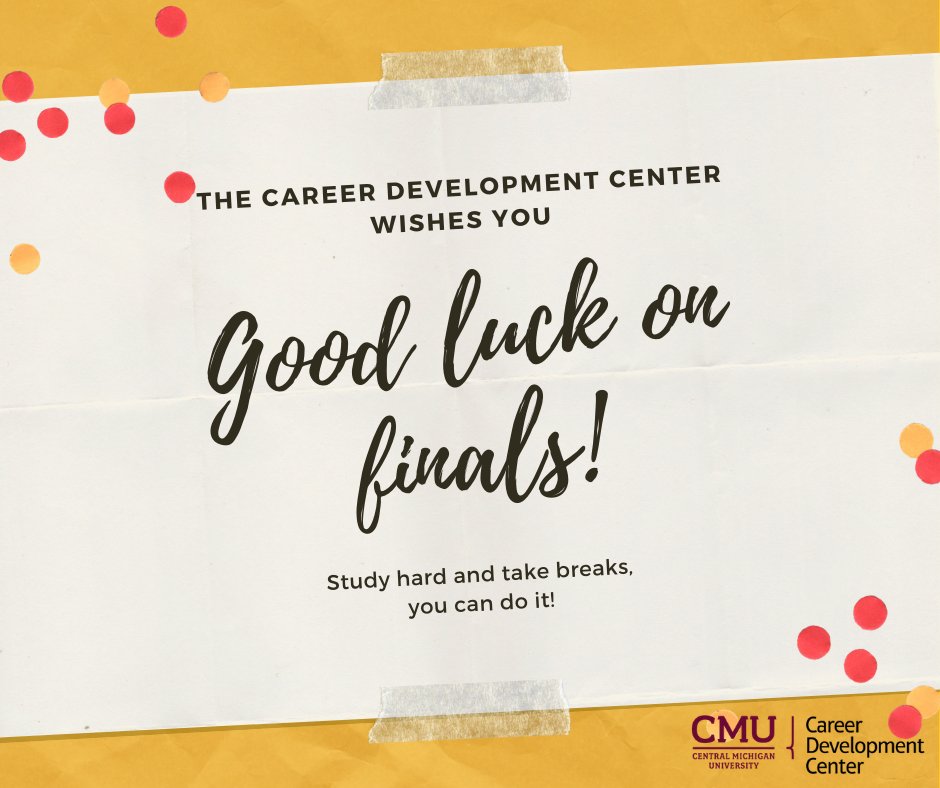 Wishing CMU the best of luck on finals! We have no doubt our students will be able to finish this semester strong!