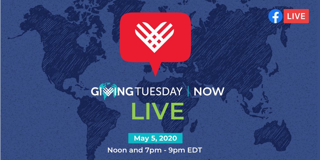 Join us TODAY at 12pm and 7pm-9apm EDT on Facebook for the first-ever #GivingTuesdayNow #livestream! We'll be checking in with movement leaders and do-gooders all around the world to talk about how communities are giving back during this unprecedented time.