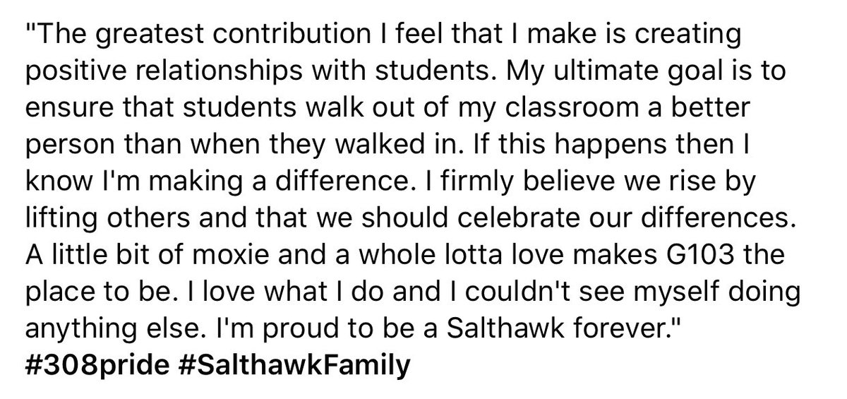 HHS is so excited to congratulate our 2020 Kansas Teacher of the Year nominee, <a href="/AmberCarithers/">Amber Carithers</a>!! #308pride #SalthawkFamily