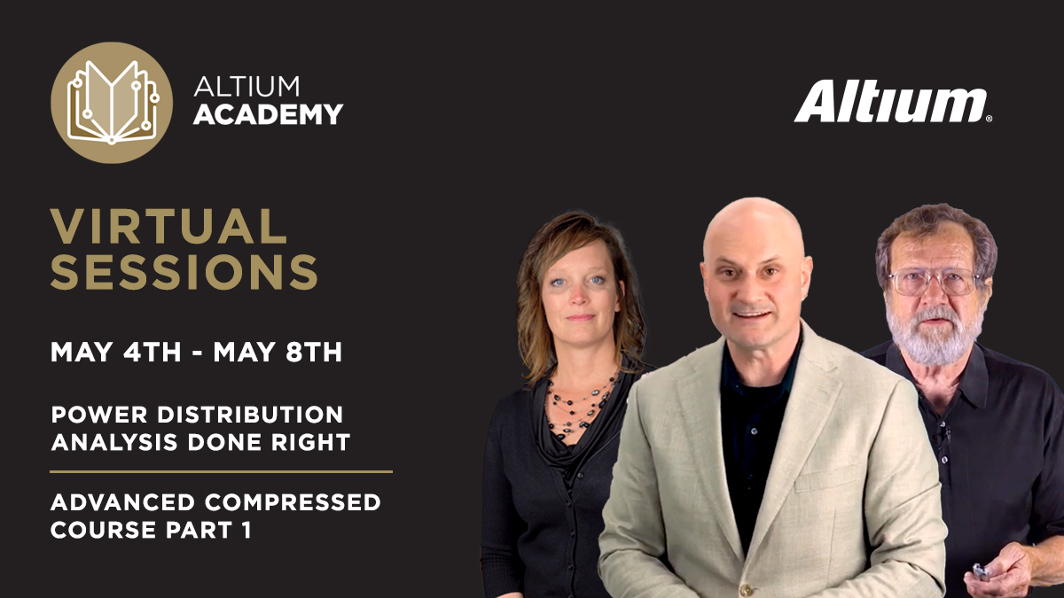 altium's tweet photo. Altium Academy Virtual Sessions this week focus on Power Distribution Analysis, Advanced Concepts in Multi Board, #PCBFlex Board design and #Schematics.
Sign up here: https://t.co/d22lr1Jf9i π»
#AltiumAcademy #AltiumDesigner #OnlineLearning #elearning @omnipcb @jordanyte https://t.co/qoX5VUlF7y