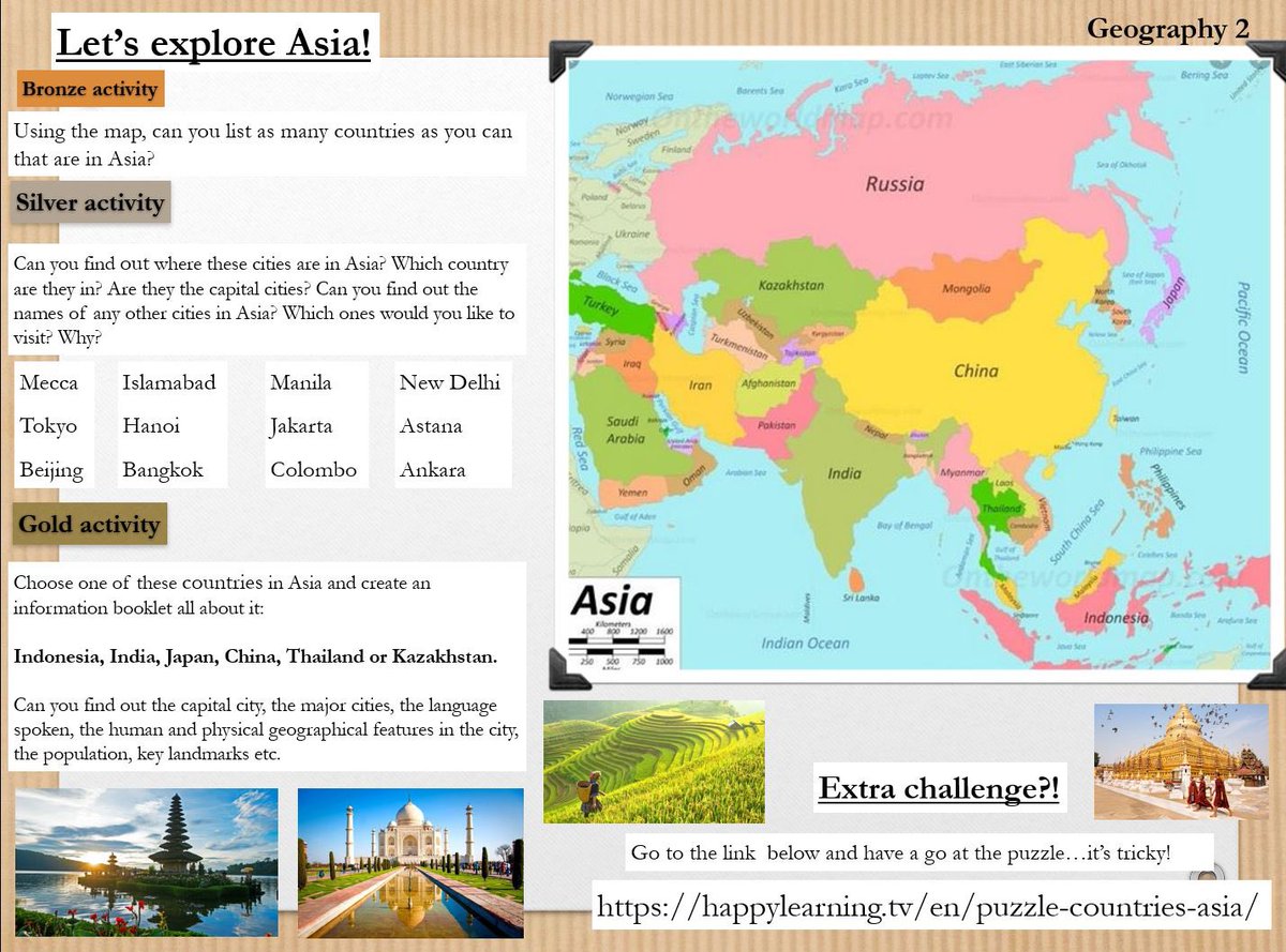 Let’s explore Asia🕵️‍♀️🌍
Home learning Geography activities for KS2 #geographyteacher #mapskills