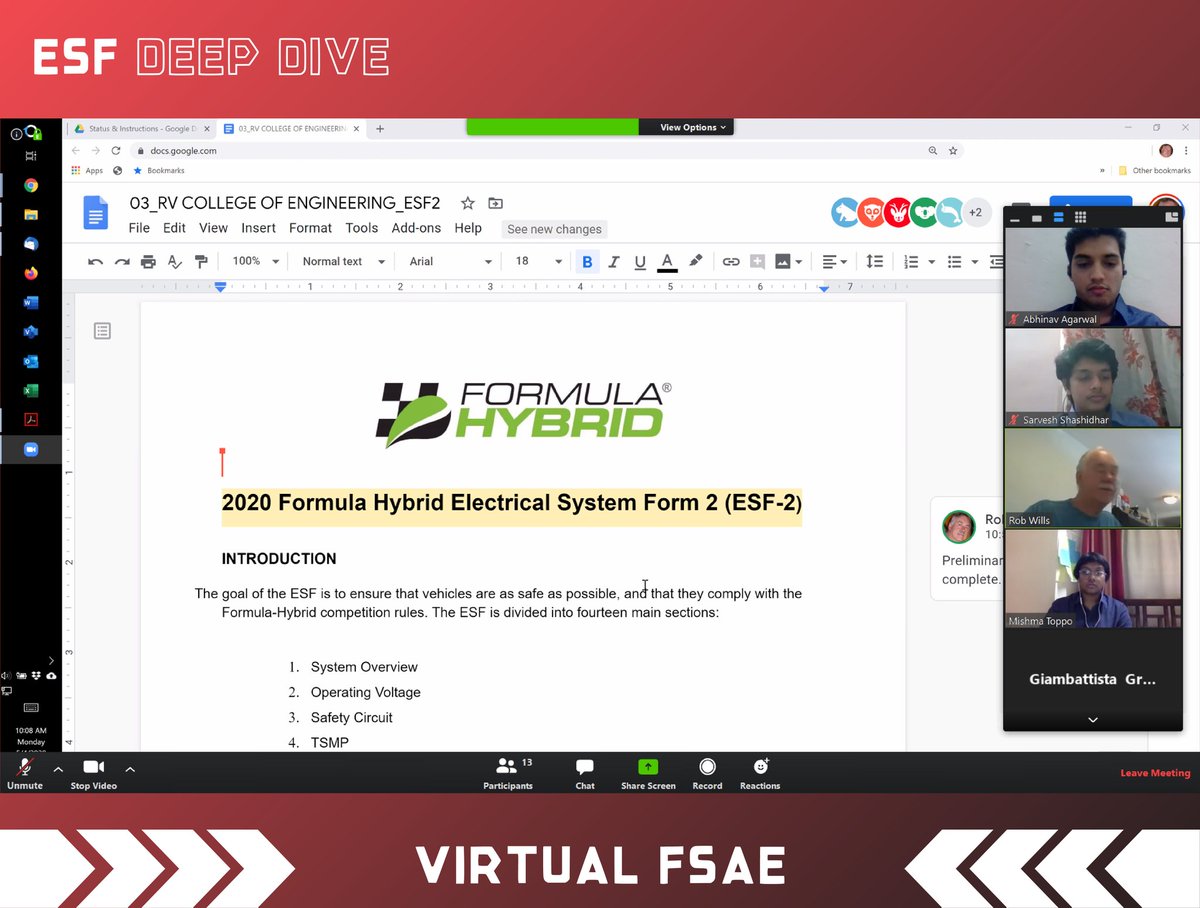 Kicking off our <a href="/Formula_Hybrid/">Formula Hybrid Electric</a> virtual static events with a successful ESF Deep dive today!

Presenting to you the electrical team of the RZ 20H prototype. We are excited to take part in the virtual design and project management events in the coming weeks

#virtualfsae #stayhome