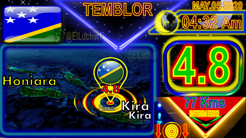elluchin1's tweet photo. 🇸🇧➡#Temblor 4.8⚡ #Pamua 31 Kms NorOeste de #KiraKira
INTERMEDIO🔰 77 Kms 
⏱04:32 Am 🌌Madrugada Islas Salomón🇸🇧 #SalomonIslands
#FelizLunes #Sismo
#Earthquake https://t.co/IX9ZGLNHg5