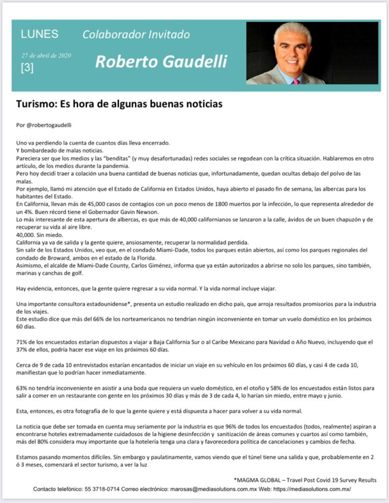 gaudelli's tweet photo. #ColumnaSemanal

✍️ Turismo: Es hora de algunas buenas noticias. 
Por: Roberto Gaudelli. 

Global Post Turismo. https://t.co/bCjuowlyUX