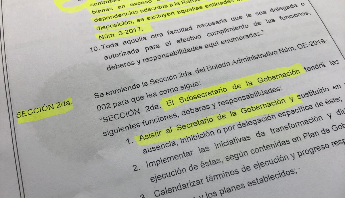 tatitohdz's tweet photo. INJUSTIFICABLE la excusa del Secretario de Gobernación Pabón.

La OE-2019-007 la cuál está vigente en la sección 2da donde describe las funciones del Sub-Secretaria Sánchez dispone que debe ASISTIR al Secretario de la Gobernación.

#SonLosMismos y están todos vinculados... https://t.co/E042vPUuEa
