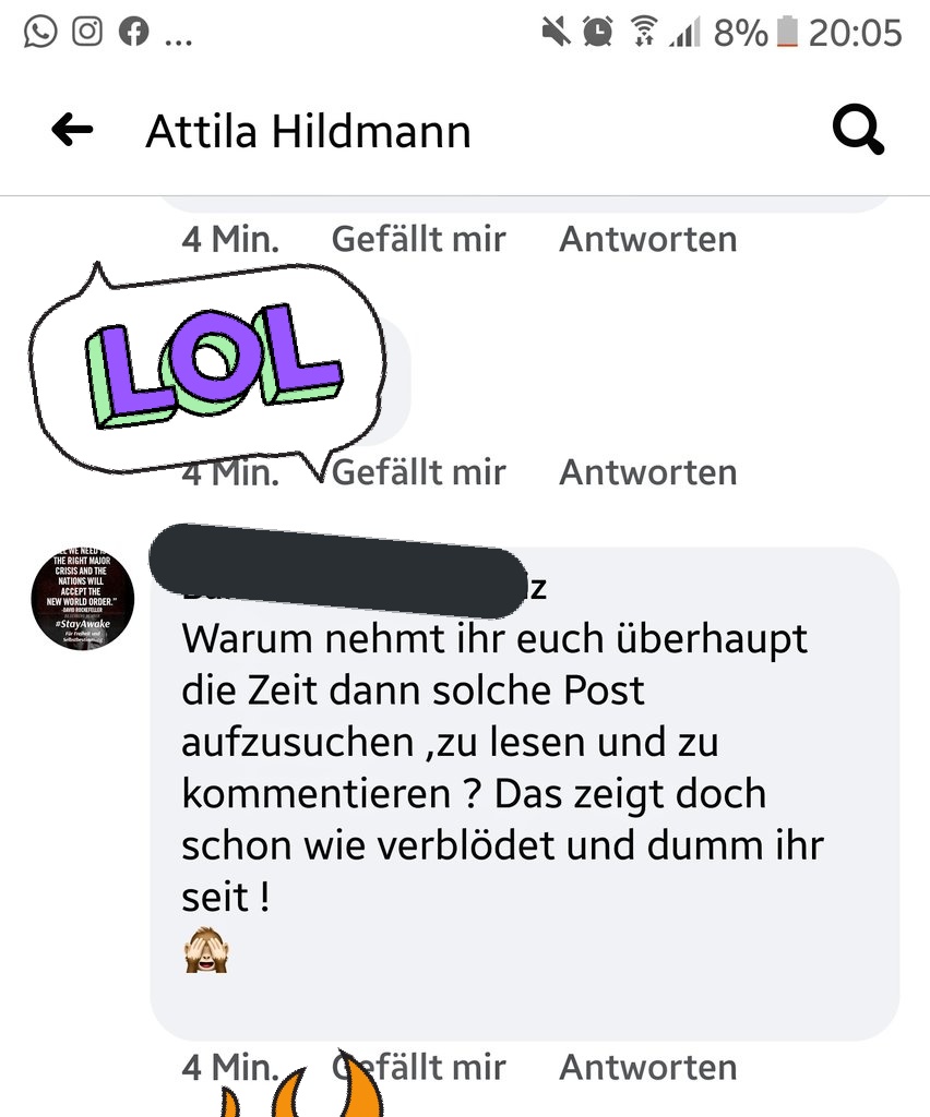 In den Kommentarspalten von Attila Hildmann wird scharf analysiert und abgeliefert. #Hildmann