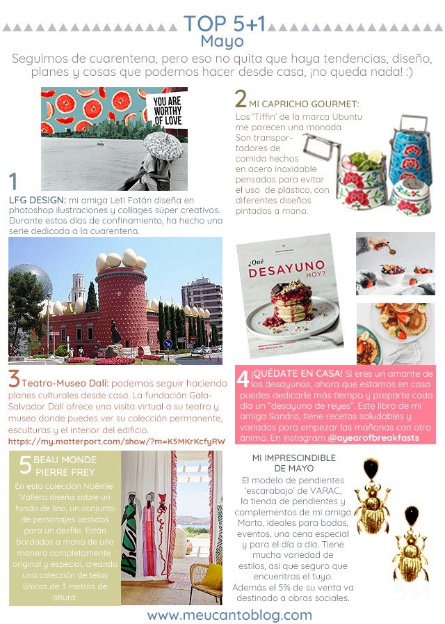 Y antes de terminar el día, te animo a qué le eches un vistazo a mi TOP 5+1 del mes de #mayo. Muchos planes y muchas ideas a pesar de estar en confinamiento.

👉 bit.ly/3fjRpUA