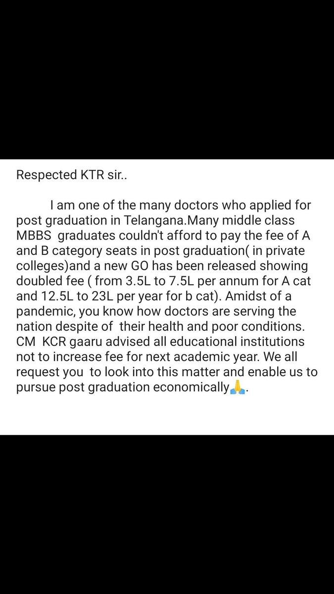 Nikitha11058291's tweet photo. #Againstneetpgfeehike
#neetpgfeehike
@KTRTRS sir
@DrTamilisaiGuv mam
@Eatala_Rajender sir
@kishanreddybjp sir
@drlaxmanbjp sir
@DonitaJose 
@ParasaRajeswari 
Please don't make a Doctor fee as a business. Save Our future and save Telangana future https://t.co/eiBvy6cbON