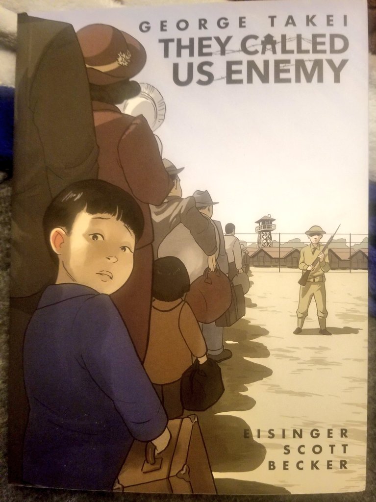 Day 4 of  #APAHM   reads: THEY CALLED US ENEMY by  @GeorgeTakei,  @JustinEisinger,  @Scott_Duvall &  @harmimimi. One of my favorite graphic memoirs. This books recounts Takei's childhood in the Japanese American internment camps during WWII. Very emotional. https://libcat.arlingtonva.us/GroupedWork/a09dc409-ed41-d475-acba-87772cf46559/Home?searchId=824286&recordIndex=1&page=1&searchSource=local