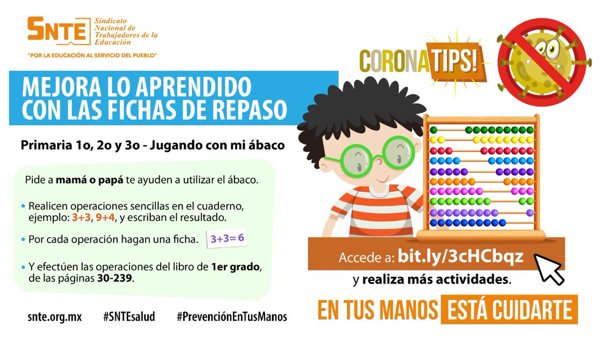 SNTE21's tweet photo. #SNTEsalud ⚕ 

👉Toma Nota 📝
Si un 💯 en este ciclo escolar 🗓️ quieres sacar, aprender a sumar, restar y multiplicar, con tus papás o hermanos debes jugar 🔣✅ en #cuarentena #COVID19 🦠

Fichas Escolares de Repaso
👉 https://t.co/9boOFQ1wrq 👈 https://t.co/1FsquOGUFb