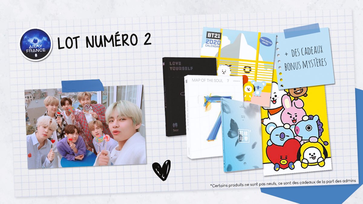 ARMYFRANCE_'s tweet photo. [ @BTS_twt x GIVE AWAY 60k ]

Give away de remerciement pour les 60 000 abonnées ! 💜

Règles :
  • Suivre notre compte,
  • Commentez quel(s) lot(s) vous voulez,
  • RT ce tweet.

Précisions :
  • GA international, 🌏
  • Ouvert jusqu’au 17 mai à minuit,
  • 3 gagnants. https://t.co/4Y4SeY7acN