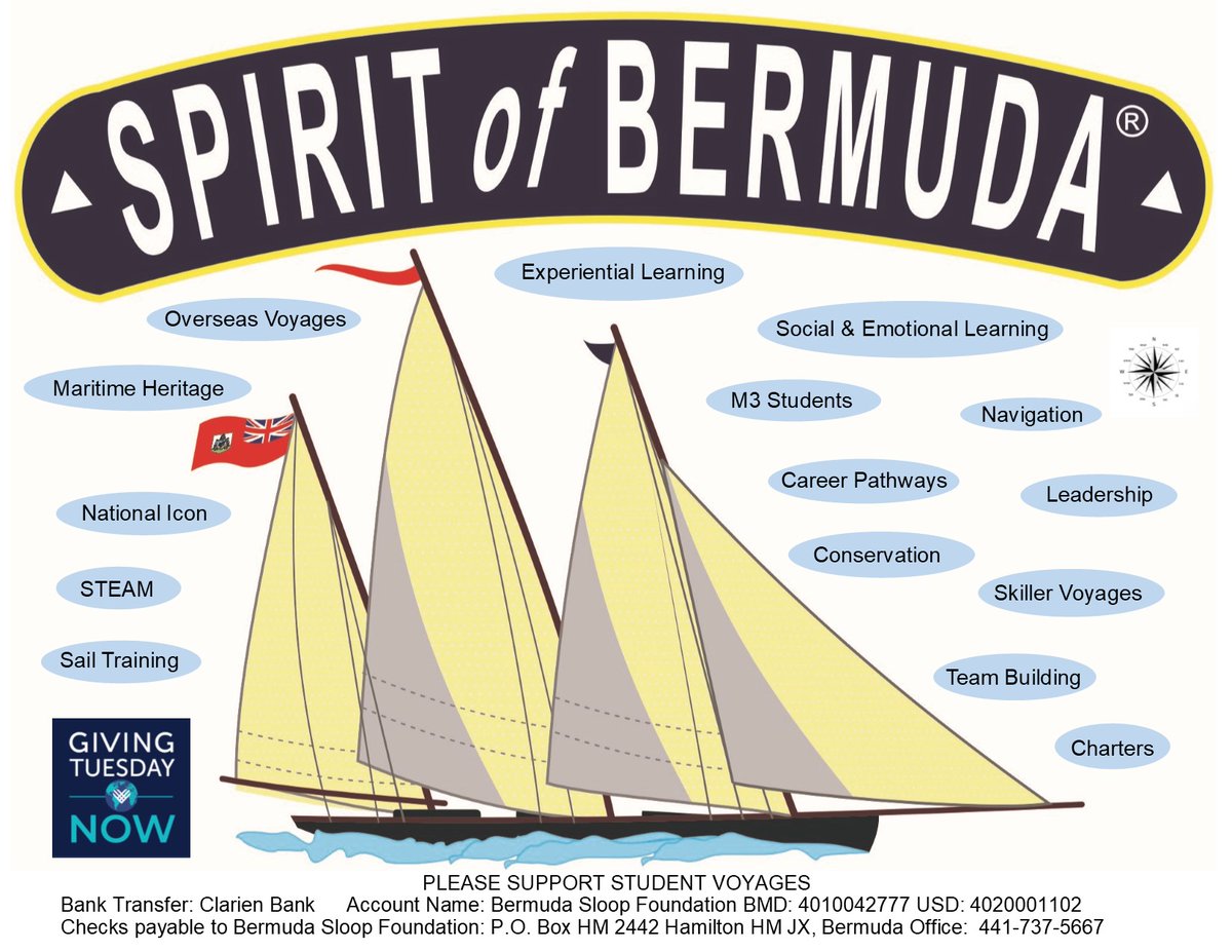 SpiritOfBermuda's tweet photo. #GivingTuesdayNow is on May 5, 2020. Please support Spirit of Bermuda today to allow us to deliver life changing voyages for M3 students as soon as is possible. #beyondcovid19 #bermudasloopfoundation #spiritofbermuda #sailtraining #experientiallearning #socioemotionallearning https://t.co/FzC3DkOYPO