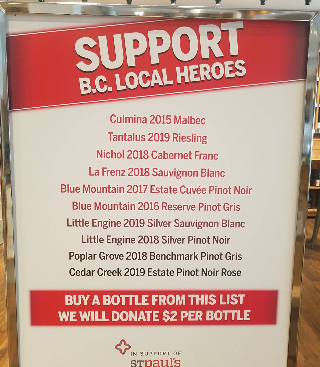 Exceedingly proud of the Marquis team for coming up with this one. Support B.C. Local Hero’s, $2.00 from the sale of each of these wines will be donated to #StPaulsHospitalFoundation