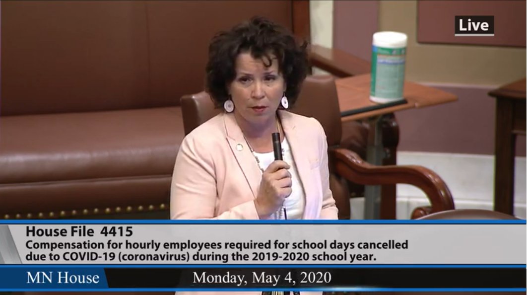 "There's only a few weeks left of school. Some hourly school workers are holding on by the edge, some not at all, and we have an opportunity to make that difference."

@mkuneshpodein, an educator herself, speaks in favor of HF4415 #mnleg #rESPect #edmnvotes