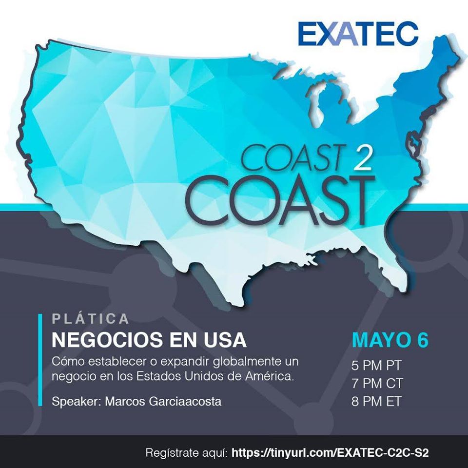DesertCarmen's tweet photo. Regístrate para la plática De Costa a Costa, Cómo Hacer Negocios en los Estados Unidos desde el punto de vista legal con el Abogado Marcos E. Garciaacosta @EXATEC IEC, Maestría en Ingeniería Industrial y Juris Doctor. 5/6/2020. Esta es la liga https://t.co/rucdxxXW4I https://t.co/H5uHfGra3C