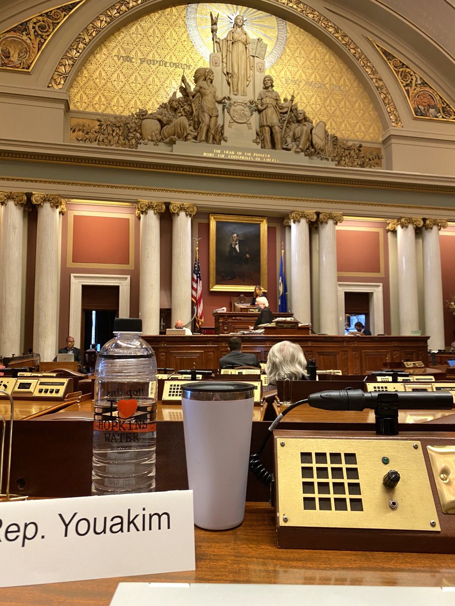 On the House Floor today for votes on the elections bill and the school hourly workers bill. Hourly workers who continue to deliver academics, food, and life lines to our students. We want them to know that they are valued! #WhoCaresForUs #mnleg