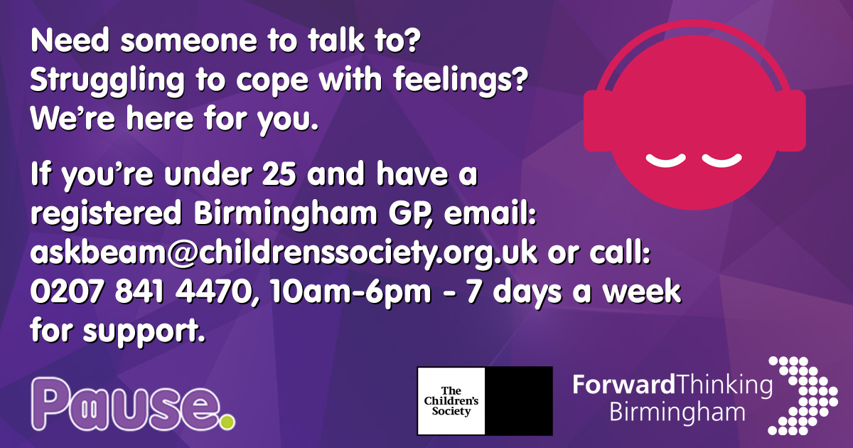 Thanks @BrumPartnership for sharing this. Pause is offering a call back service for: Young people under 25 years old who have a Birmingham GP. Families with Birmingham GPs who want support around a child/young person under 25 years old. See Flyer. @childrensociety