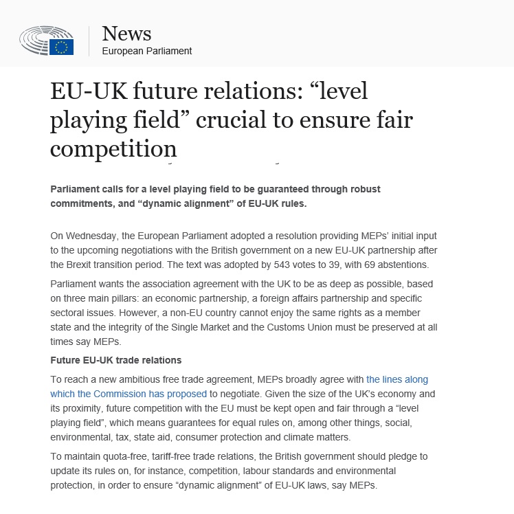 38. He also seems to forget both sides might have a view of the direction to go, and both those sides have to get it through their respective parliaments.